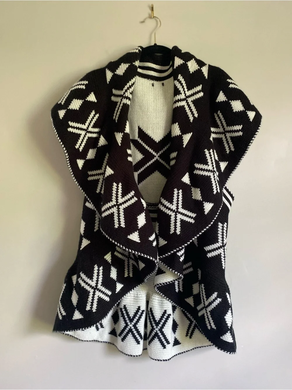 Open Front Cardigan Vest Poncho Plus size Boho Cottage Southwestern Tribal Aztec